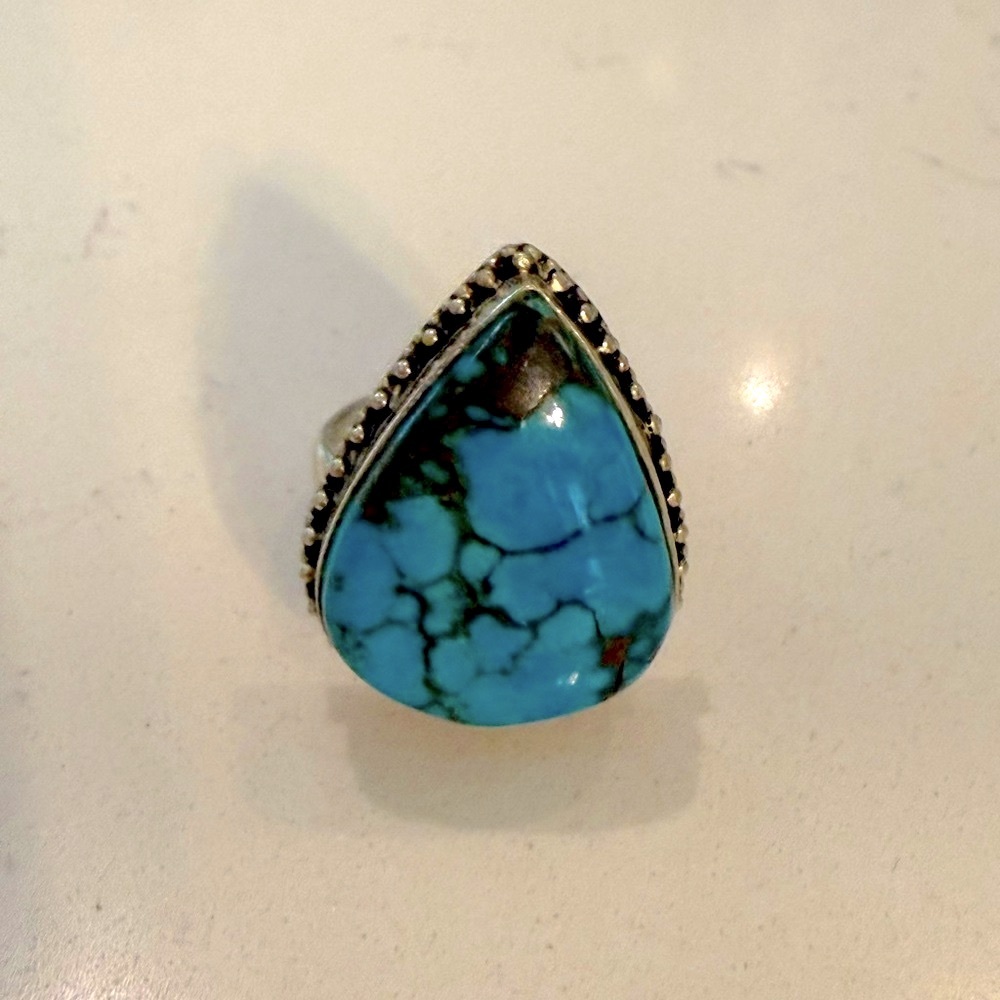 Turquoise Teardrop Ring size 9